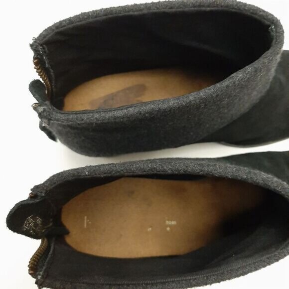 TOMS Lacy Suede & Felt Ankle Boots Chunky Block Heel Colorblock Black Grey Sz 9 - Picture 15 of 16